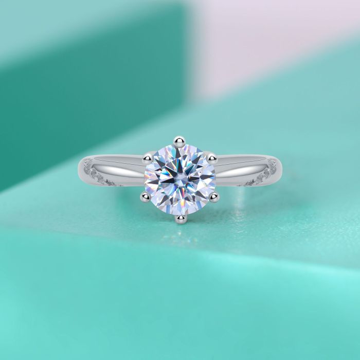 Pure Silver S925 Moissanite Six-Claw Ring for Women, Closed White Gold Color, Proposal, Non-Fading, Niche Inlaid Jewelry Niche Inlaid Jewelry