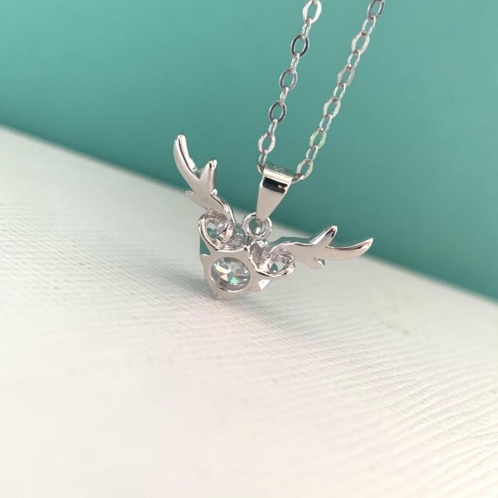 S925 Sterling Silver Moissanite Antler Silver Pendant Necklace - Niche High-End Collarbone Chain