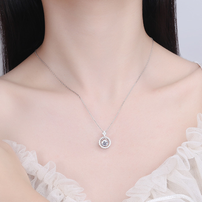 S925 Styrosilver Moissanite Mini Light-Chasing Necklace Pendant Chain - Luxury