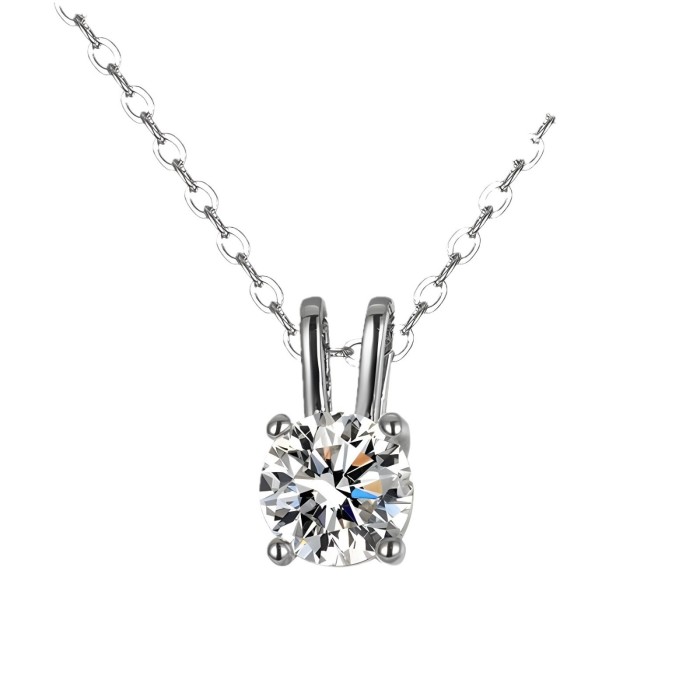 S925 Sterling Silver Moissanite Necklace, Four-Prong Necklace, Women's Clavicle Chain, Minimalist and Unique Design
