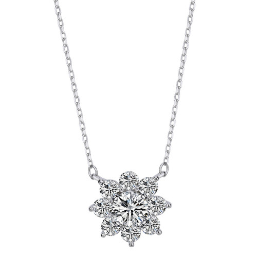 S925 Sterling Silver Moissanite Sunflower Necklace for Women, Unique Style, Full Diamond Flower Clavicle Chain