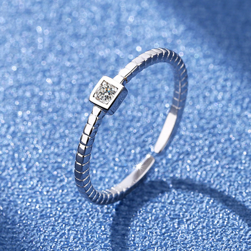 S925 Sterling Silver Moissanite Small Diamond Ring Stackable Ring Niche Delicate Jewelry Open Design Welfare Style Layering Gift