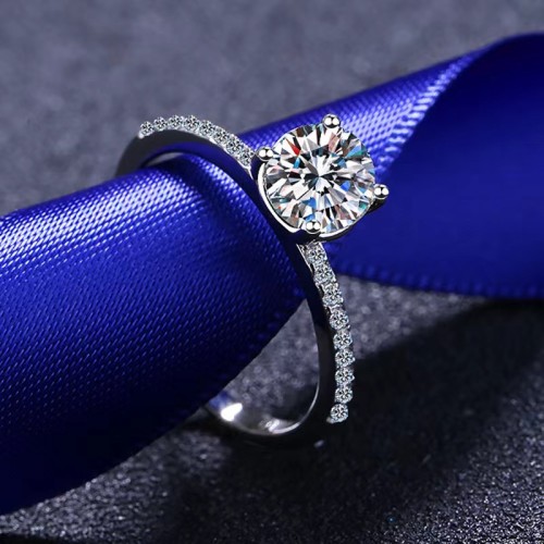 Pure silver S925 Moissanite D color, factory direct sales Moissanite PT950 high-end, colorfast ring