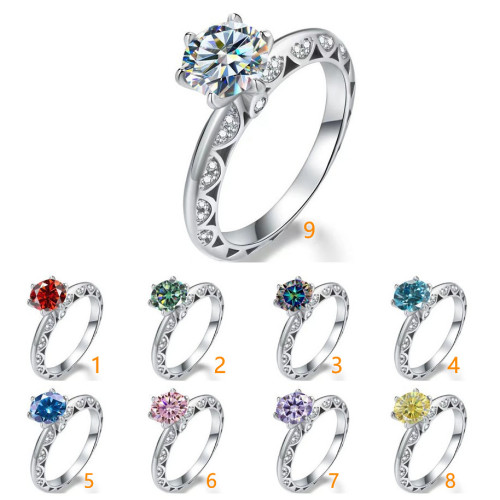 925 Sterling Silver Luxury Fashion Moissanite Round Ring