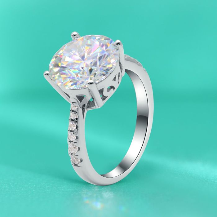 Moissanite Diamond Four-Claw Ring Wholesale for Women, Ins Style, Pure Silver S925 Adjustable Ring, Genuine, Fade-Resistant, Niche