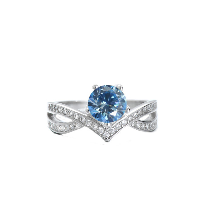 S925 Sterling Silver Moissanite Cross Crown Ring for Women, 1 Carat Fashion Silver Jewelry