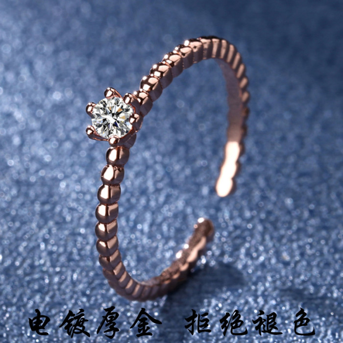 Moissanite Open Ring for Women, Small and Delicate, Personalized and Elegant, Simple and Fashionable, OL Commuting Trendy Ins Style Stackable Ring
