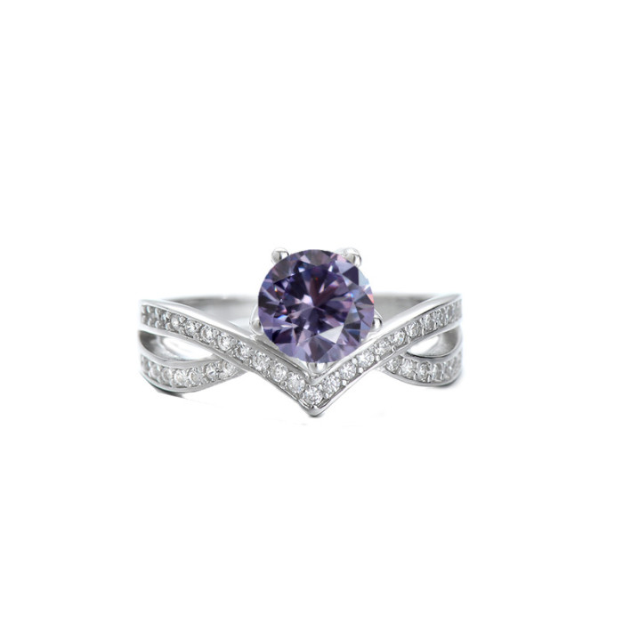 S925 Sterling Silver Moissanite Cross Crown Ring for Women, 1 Carat Fashion Silver Jewelry