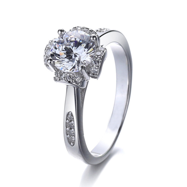 Flourishing Years Moissanite Ring for Women S925 Sterling Silver Luxury Proposal High-End Feel 18K White Gold Plated