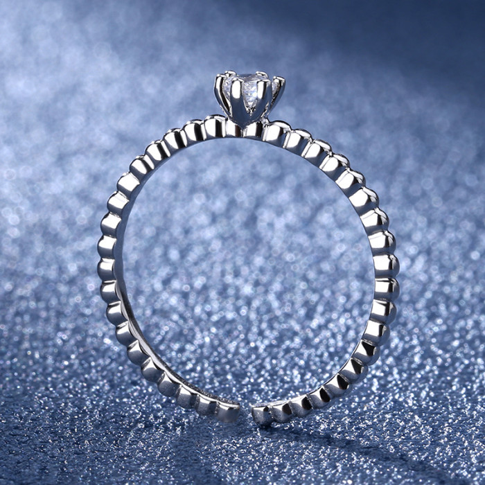 Moissanite Open Ring for Women, Small and Delicate, Personalized and Elegant, Simple and Fashionable, OL Commuting Trendy Ins Style Stackable Ring