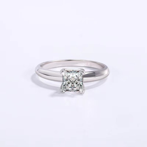 S925 Sterling Silver Moissanite Closed Ring for Women, Princess Square Unique Shape, Simple and Niche, Girlfriend Birthday Gift