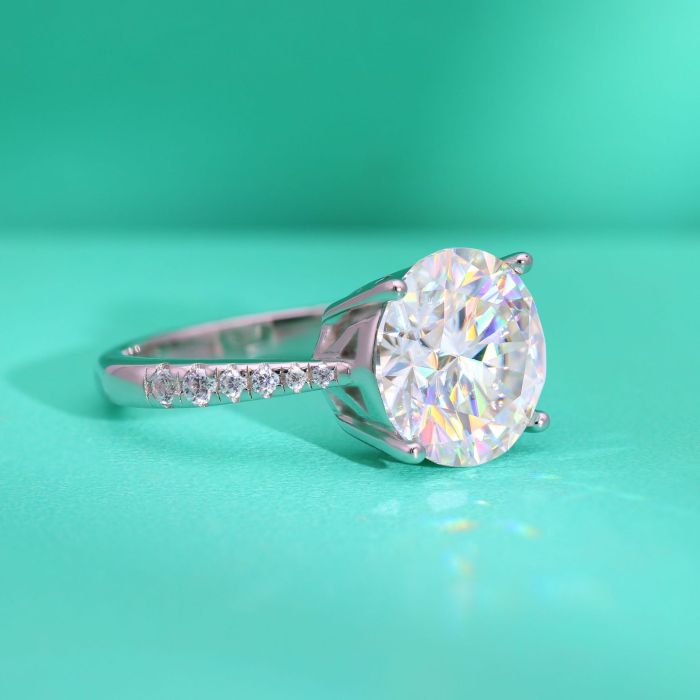 Moissanite Diamond Four-Claw Ring Wholesale for Women, Ins Style, Pure Silver S925 Adjustable Ring, Genuine, Fade-Resistant, Niche