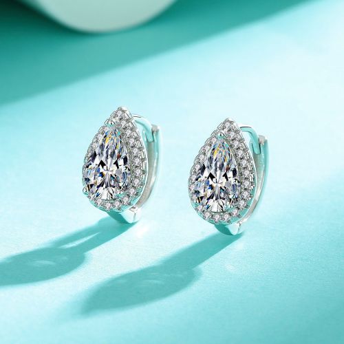 S925 High-End Pear-Shaped Moissanite Earrings for Women, Stylish and Elegant, Diamond-Studded Earrings