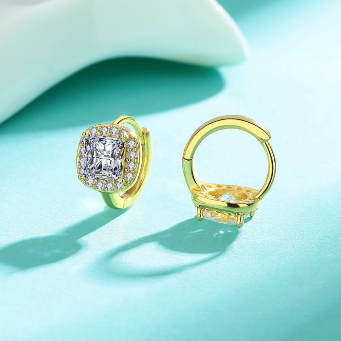 Simple Moissanite Square Bag Earrings for Women, Popular Style, Niche Design, Trendy and Fashionable Earrings