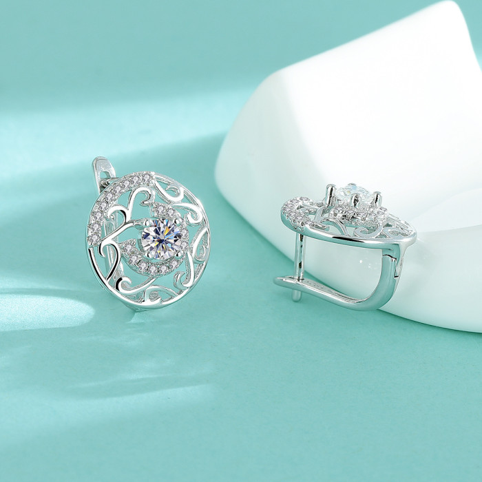 S925 Sterling Silver Moissanite Stud Earrings - Luxurious and Versatile, U-Shaped Ear Clips