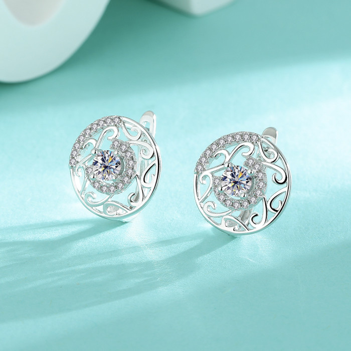 S925 Sterling Silver Moissanite Stud Earrings - Luxurious and Versatile, U-Shaped Ear Clips