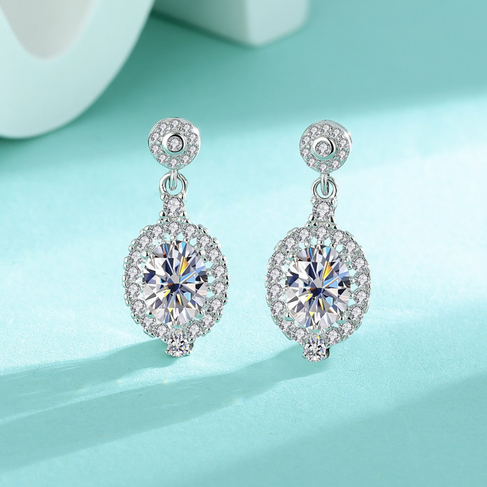 S925 Sterling Silver Circle Moissanite Earrings - Unique, Exquisite, Versatile, and High-End Earrings for Women
