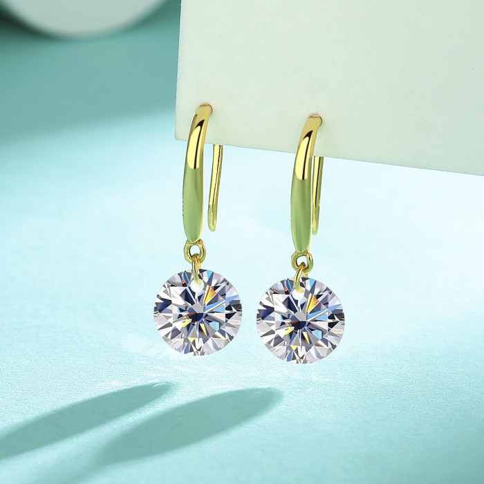 S925 Sterling Silver Moissanite Ear Hooks: Simple, Stylish, High-End, Versatile Earrings