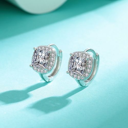 Simple Moissanite Square Bag Earrings for Women, Popular Style, Niche Design, Trendy and Fashionable Earrings