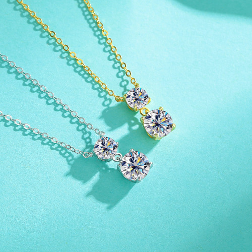 S925 Sterling Silver Moissanite Pendant Set: High-End, Simple, and Stylish Earrings and Necklace