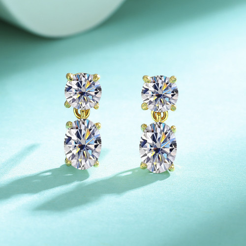 S925 Sterling Silver Moissanite Oval Diamond Stud Earrings: Simple, High-End, and Stylish