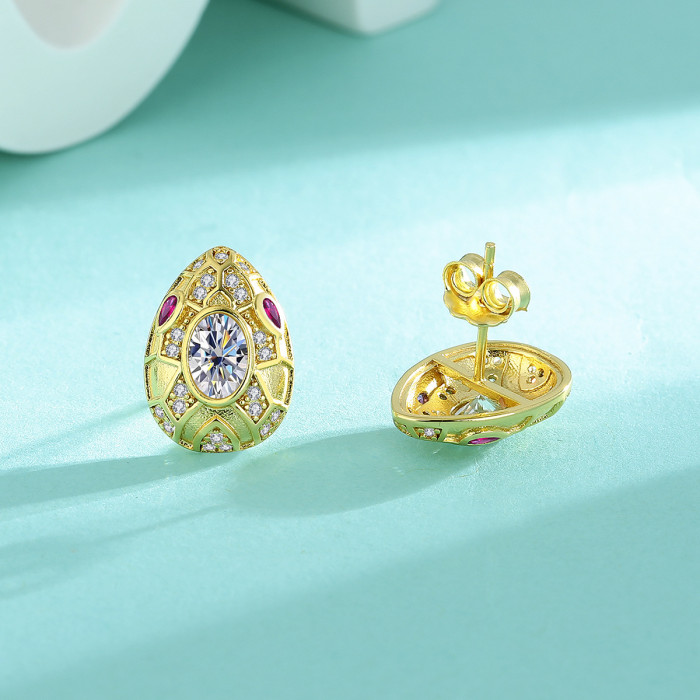 New S925 Sterling Silver Moissanite High-End Fashion Snake Head Earrings for Women