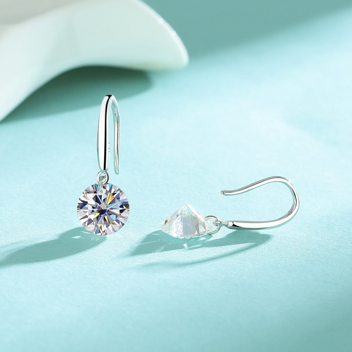 S925 Sterling Silver Moissanite Ear Hooks: Simple, Stylish, High-End, Versatile Earrings