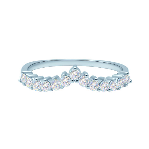 Moissanite Fine V-shaped Small Diamond Ring for Women, S925 Sterling Silver, Stackable, Closed Band, Delicate and Exquisite