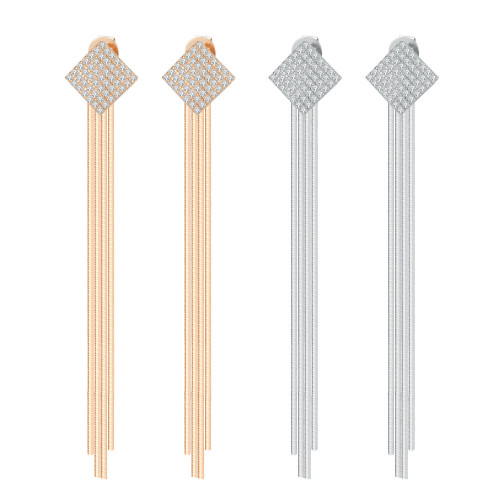 S925 Sterling Silver Moissanite Diamond Tassel Stud Earrings, High-End Square Earrings with a Touch of Luxury