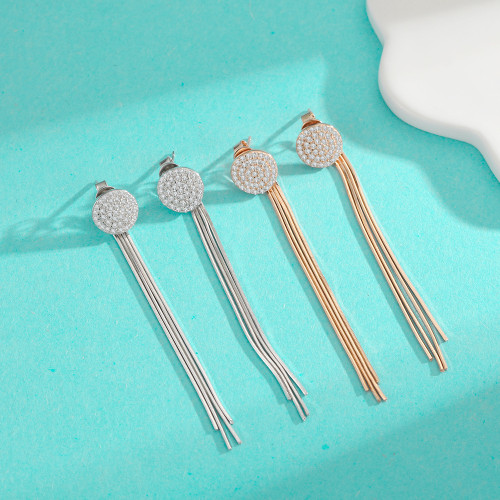 New S925 Moissanite Diamond Round Tassel Earrings, High-End Style, Two-Way Wearable Stud Earrings for Women