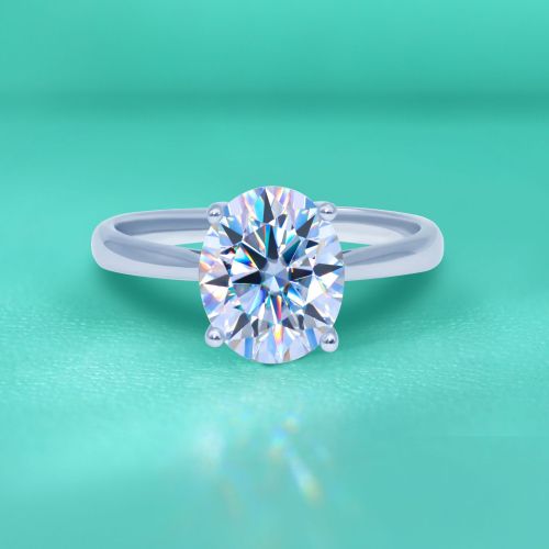 Moissanite Four-Claw Oval Ring for Women, S925 Sterling Silver, Closed Design, Niche Minimalist Style, White