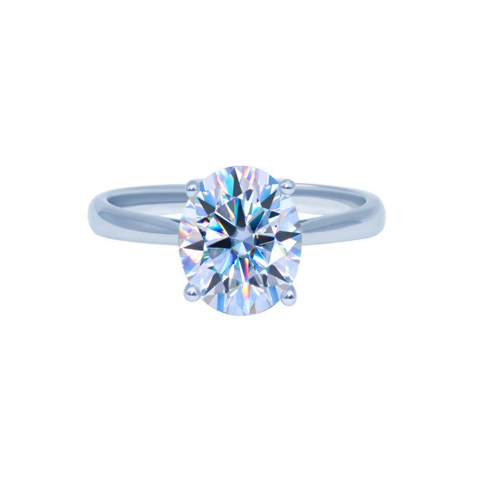 Moissanite Four-Claw Oval Ring for Women, S925 Sterling Silver, Closed Design, Niche Minimalist Style, White