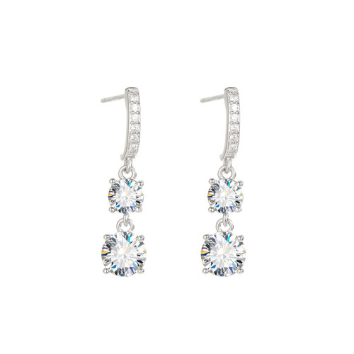 S925 Sterling Silver Moissanite Earrings, Fashionable and Luxurious Silver Needle Earrings, High-End Full Diamond Stud Earrings