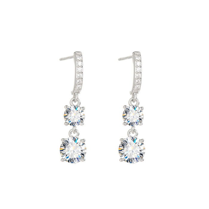S925 Sterling Silver Moissanite Earrings, Fashionable and Luxurious Silver Needle Earrings, High-End Full Diamond Stud Earrings