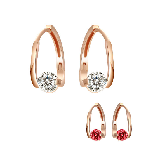 S925 Sterling Silver Moissanite Simple and Stylish Earrings with a Light Luxury Aura, Versatile with Red Diamond Champagne Gold Hoop Earrings