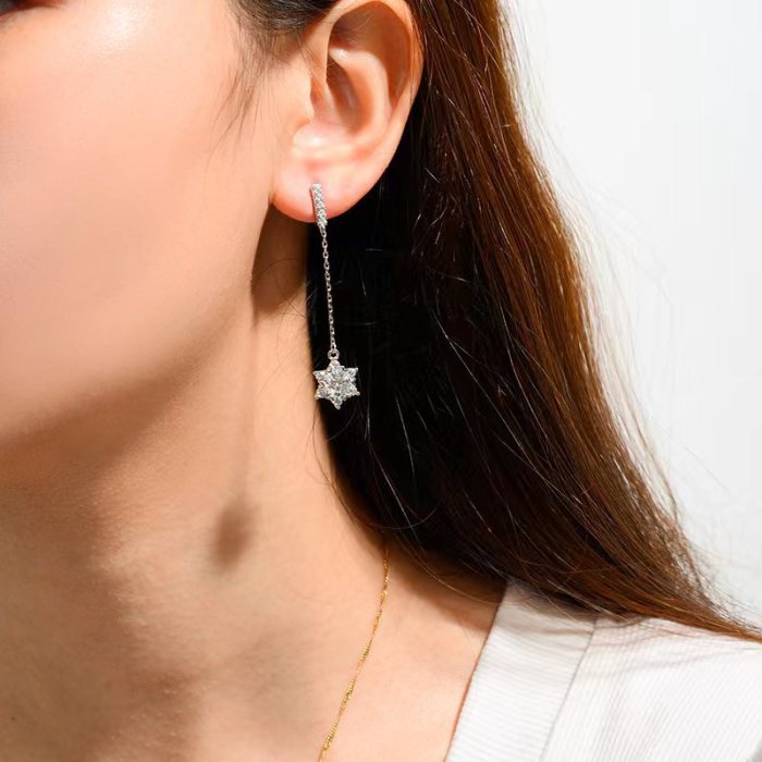 S925 Sterling Silver Moissanite Diamond Long Tassel Earrings, Simple and Elegant Korean Style Earrings, Unique Earring Threads, Versatile Earrings