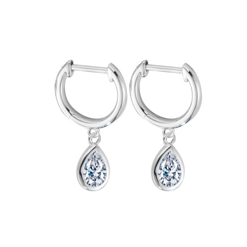 Teardrop-shaped moissanite diamond earrings for women, S925 sterling silver ear hooks, simple and stylish ear cuffs