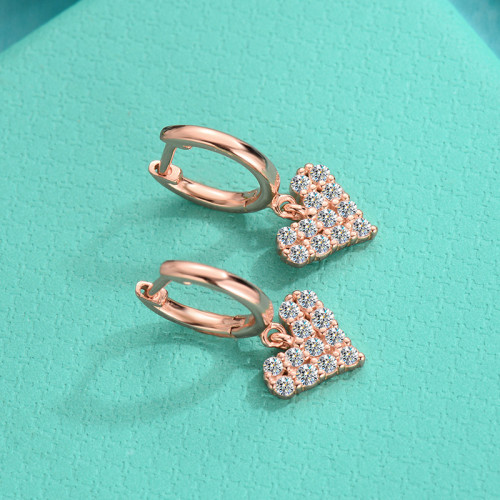 S925 Sterling Silver Moissanite Heart Earrings, Luxury Fashionable Earrings, Wholesale Heart-Shaped Earrings for Women