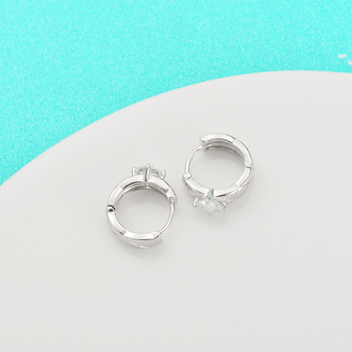 Moissanite earrings for women, S925 sterling silver, versatile ear cuffs, new trendy hoop earrings, fashionable ear hooks