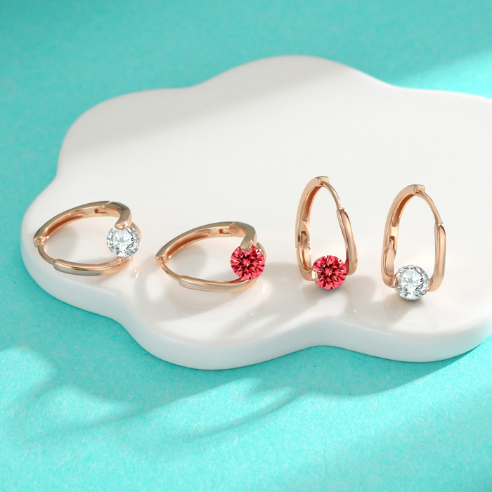 S925 Sterling Silver Moissanite Simple and Stylish Earrings with a Light Luxury Aura, Versatile with Red Diamond Champagne Gold Hoop Earrings