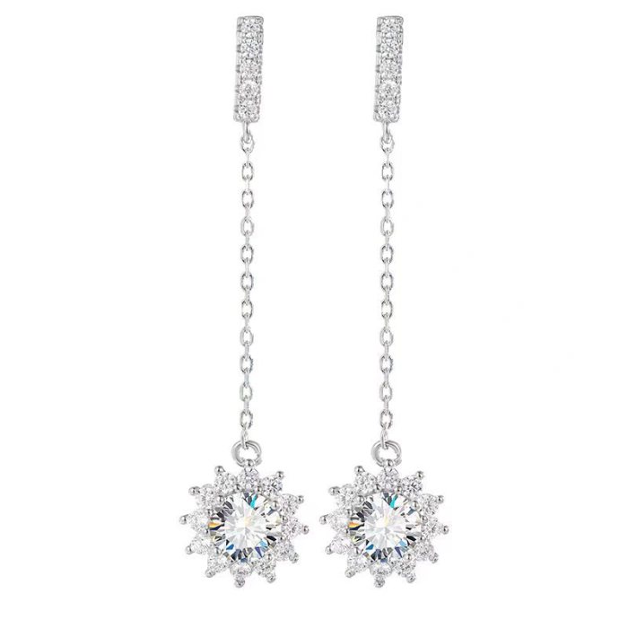 S925 Sterling Silver Moissanite Diamond Fashion Earrings, Long Tassel Earrings, Elegant and Versatile for Women