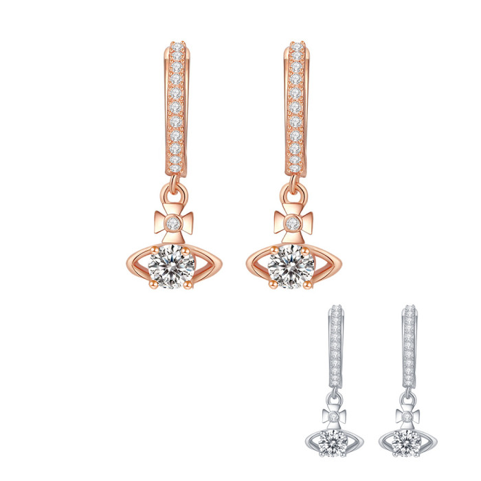 New S925 silver moissanite platinum earrings, niche high-end earrings, fashionable and versatile design, women's accessories