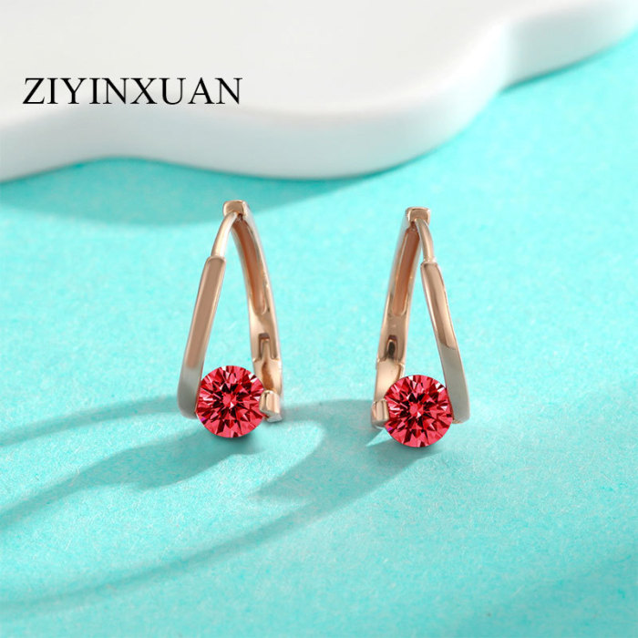 S925 Sterling Silver Moissanite Simple and Stylish Earrings with a Light Luxury Aura, Versatile with Red Diamond Champagne Gold Hoop Earrings