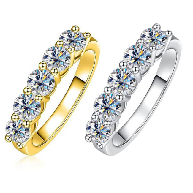 Classic Seven-Star Seven-Diamond Five-Diamond Fashion S925 Silver Inlaid D-Color Super White Moissanite Ring for Women