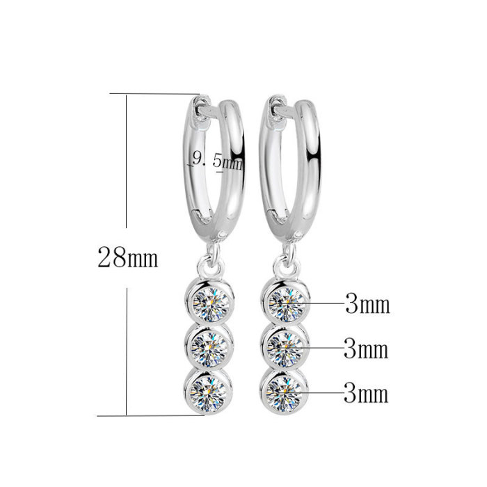 Moissanite earrings for women, S925 sterling silver, versatile ear clips, trendy, simple, stylish earrings, ear hooks, elegant.