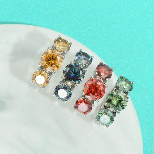 New S925 Sterling Silver Colorful Moissanite Ring for Women, Lightweight Luxury, Unique High-End Jewelry