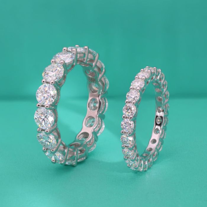 Full-circle Moissanite Ring for Women, Closed S925 Sterling Silver, Plated with 950 Gold, Light Luxury, Round, Delicate, Petite Style