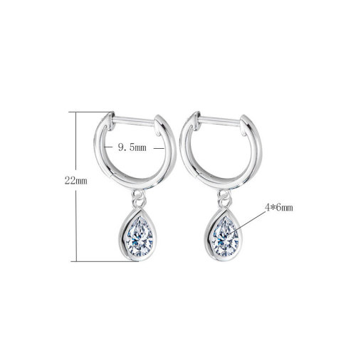 Teardrop-shaped moissanite diamond earrings for women, S925 sterling silver ear hooks, simple and stylish ear cuffs