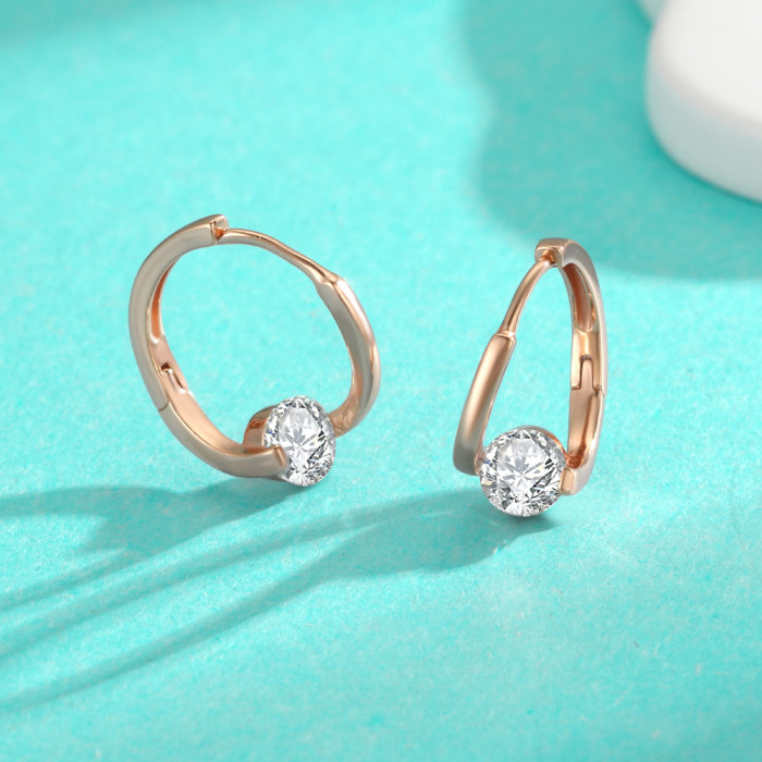 S925 Sterling Silver Moissanite Simple and Stylish Earrings with a Light Luxury Aura, Versatile with Red Diamond Champagne Gold Hoop Earrings