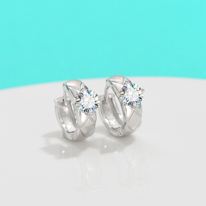 Moissanite earrings for women, S925 sterling silver, versatile ear cuffs, new trendy hoop earrings, fashionable ear hooks
